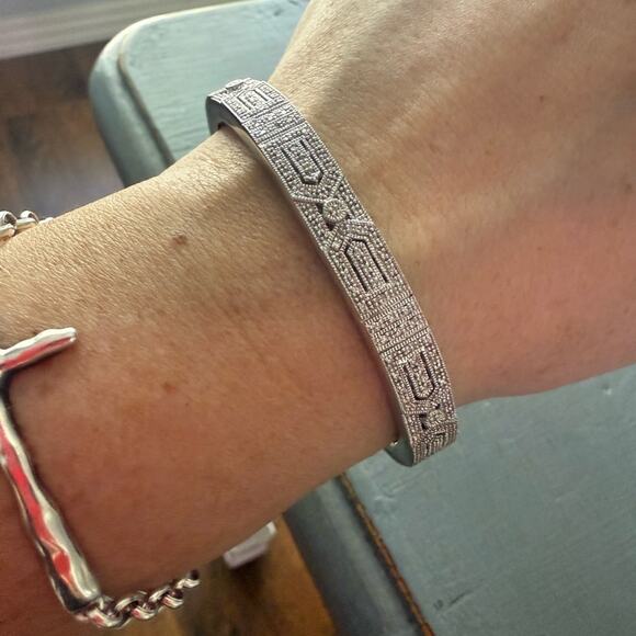 925 Sterling Silver CZ Bangle Bracelet - Picture 3 of 13